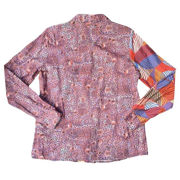 Miki Thumb Multicolor Cotton Button Front Shirt Leopard & Leaf Print - XL - Picture 3 of 10